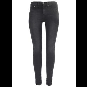 RAG & BONE High Rise Leggings Jean Washed Black 28